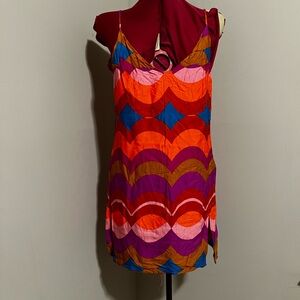 Brand: Vestique - Mini A-line dress with a vibrant multi-coloured design
